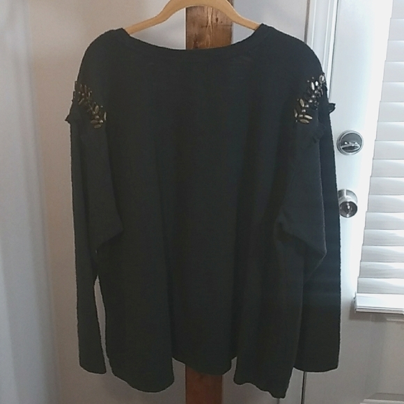 Lane Bryant Black Long Lined Modest Womens Beaded Long Sleeves Blouse Size 22/24 - Picture 8 of 8